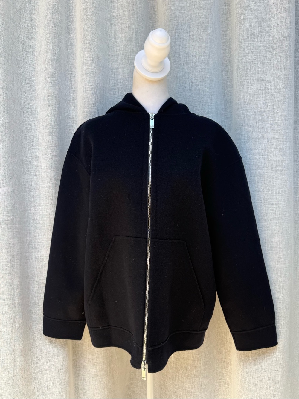 MaxMara studio dark navy blue wool hooded zipper jacket